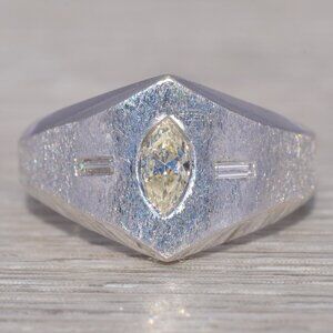 Natural Diamond Men’s Ring in White Gold